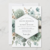 Sage Ethereal Floral Wedding Kaart (Voorkant)