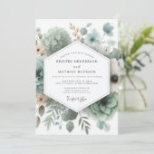 Sage Ethereal Floral Wedding Kaart (Staand voorkant)