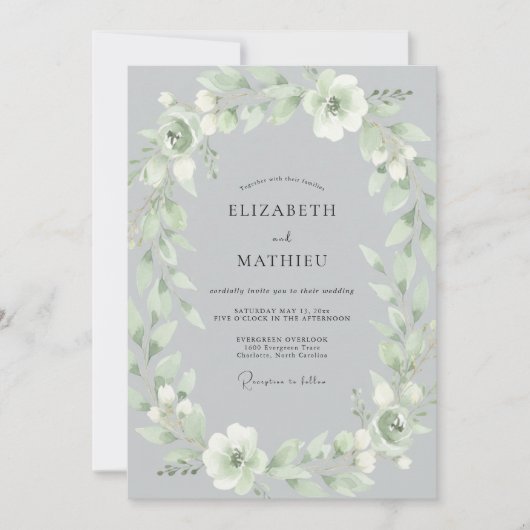 Sage Ethereal Garland Bruiloft Kaart (Voorkant)