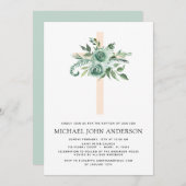 Sage Eucalyptus Baptism Greenery Cross Kaart (Voorkant / Achterkant)