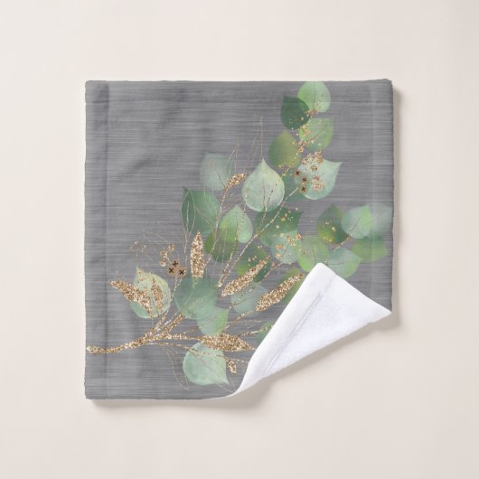 SAGE EUCALYPTUS BRUSHED METALLIC GRAY BATH BAD HANDDOEK (Wasdoekje)