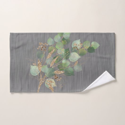 SAGE EUCALYPTUS BRUSHED METALLIC GRAY BATH BAD HANDDOEK (Handdoek)