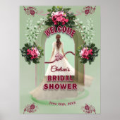 Sage Eucalyptus Burgundy Floral Bridal Welcome  Poster (Voorkant)