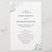 Sage Eucalyptus Elegant Wedding Programme (Voorkant)