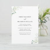 Sage Eucalyptus Greenery Elegant Wedding Reception Kaart (Staand voorkant)