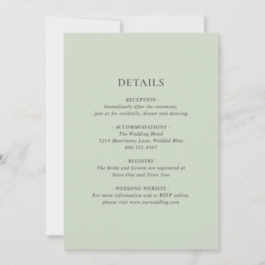 Sage Eucalyptus Greenery in one Wedding Kaart (Achterkant)