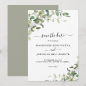 Sage Eucalyptus Greenery Wedding Save the Date (Voorkant / Achterkant)