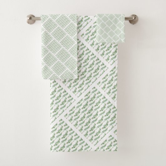 SAGE EUCALYPTUS GRID PATRON BATHROOM TOWEL SET BAD HANDDOEK (Insitu)