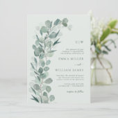 Sage Eucalyptus Monogrammed Bruiloft Kaart (Staand voorkant)