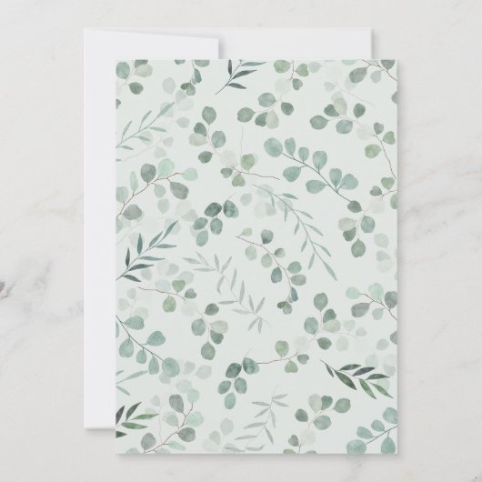 Sage Eucalyptus Monogrammed Bruiloft Kaart (Achterkant)