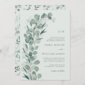 Sage Eucalyptus Monogrammed Bruiloft Kaart (Voorkant / Achterkant)