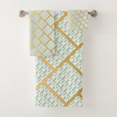 SAGE EUCALYPTUS PATROON BATHROOM TOWEL SET BAD HANDDOEK (Insitu)