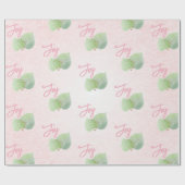 Sage Eucalyptus roze achtergrond Joy Script Cadeaupapier (Vlak)