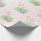 Sage Eucalyptus roze achtergrond Joy Script Cadeaupapier (Hoek)