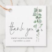 Sage Eucalyptus Script Namen Dankjewel Trouwen Bedankjes Labels (Voorkant)