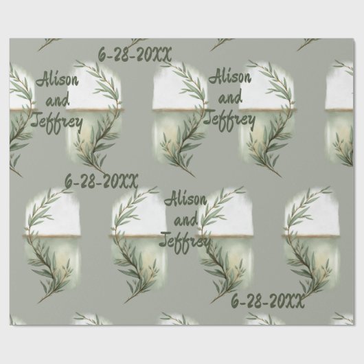 Sage Eucalyptus Sprig Persoonlijk Cadeaupapier (Vlak)