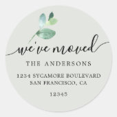 Sage Eucalyptus We’ve Moved Round Address Label (Voorkant)