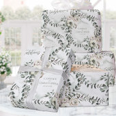 Sage Eucalyptus Wedding toevoegen Namen en felicit Cadeaupapier