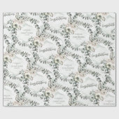 Sage Eucalyptus Wedding toevoegen Namen en felicit Cadeaupapier (Vlak)