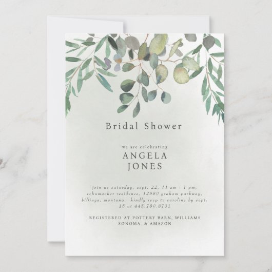 Sage Eucalyptus Wedding Vrijgezellenfeest Kaart (Voorkant)