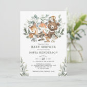 Sage Eucalyptus Woodland Animals Baby shower Kaart (Staand voorkant)