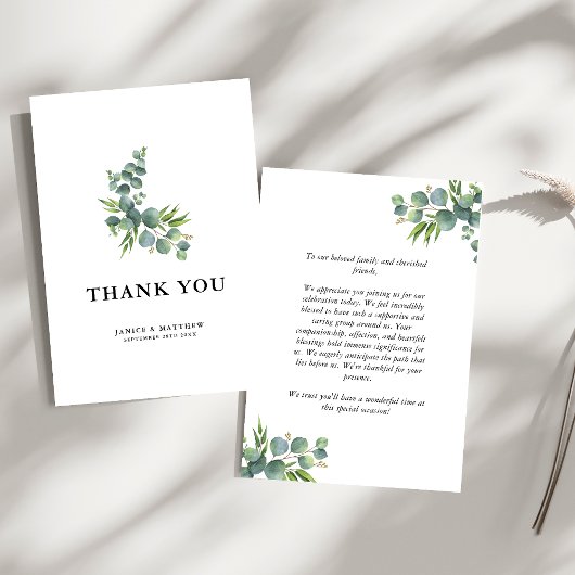 Sage Eucalyptus Woodland Wedding Bedankkaart