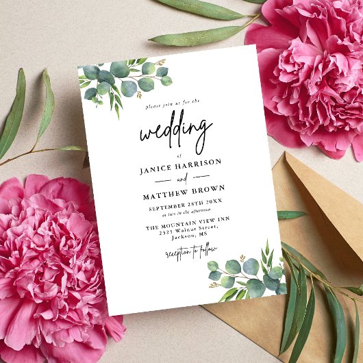 Sage Eucalyptus Woodland Wedding Kaart