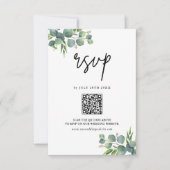 Sage Eucalyptus Woodland Wedding QR-code RSVP Kaartje (Voorkant)
