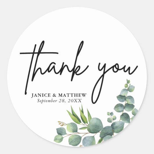 Sage Eucalyptus Woodland Wedding Ronde Sticker (Voorkant)