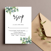 Sage Eucalyptus Woodland Wedding RSVP Kaartje