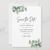 Sage Eucalyptus Woodland Wedding Save The Date (Voorkant)