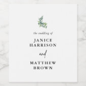 Sage Eucalyptus Woodland Wedding Wijn Etiket (Enkel label)