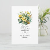Sage, Evergreen en Gold Floral lente bruiloft Kaart (Staand voorkant)