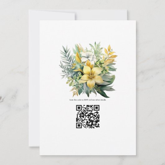 Sage, Evergreen en Gold Floral lente bruiloft Kaart (Achterkant)