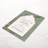 Sage Evergreen Fern Botanical Bewaar de datum Folie Uitnodiging (Gedraaid)