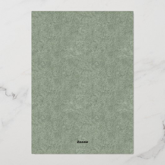 Sage Evergreen Fern Botanical Bewaar de datum Folie Uitnodiging (Achterkant)