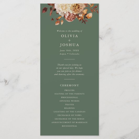 Sage Fall Wedding Programmakaart (Voorkant)