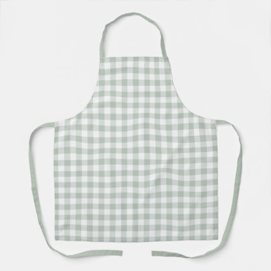 Sage Farmhouse Gingham Apron Schort (Voorkant)