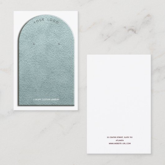 Sage Faux Leather Arch Earning Display Visitekaartje (Voorkant / Achterkant)