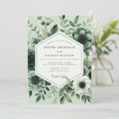 Sage Floral Bloom Bruiloft Kaart (Staand voorkant)