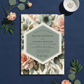 Sage Floral Bloom Romance Wedding Kaart