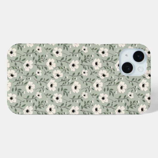 Sage Floral Case-Mate iPhone Case (Achterkant (horizontaal))