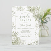 Sage Floral  Chinoiserie Gender Reveal Kaart (Staand voorkant)