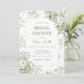 Sage Floral  Chinoiserie Vrijgezellenfeest Kaart (Staand voorkant)