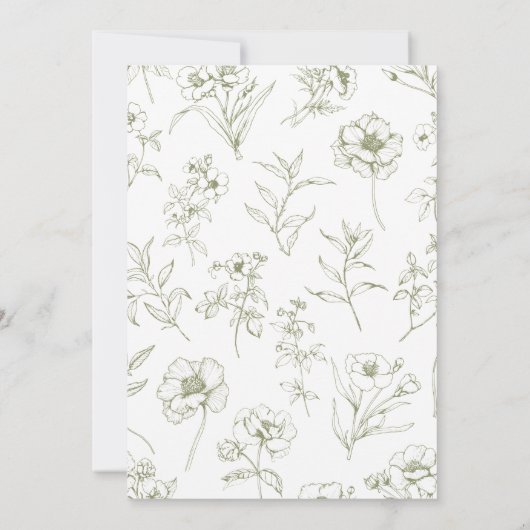 Sage Floral Chinoiserie Vrijgezellenfeest Kaart (Achterkant)