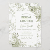 Sage Floral  Chinoiserie Vrijgezellenfeest Kaart (Voorkant / Achterkant)