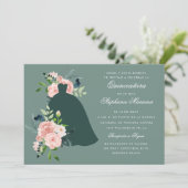 Sage Floral Custom Color Dress Quinceañera Kaart (Staand voorkant)