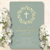 Sage Floral Girls First Community Folie Invitation Folie Uitnodiging