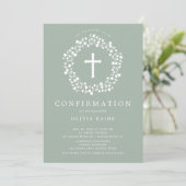 Sage Floral Girls First Confirmation Kaart (Staand voorkant)