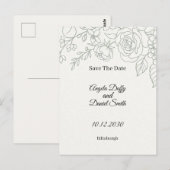 Sage Floral Line Art Save the Date Briefkaart (Voorkant / Achterkant)